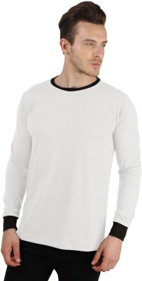 

SayItLoud Solid Men' Round Neck White T-Shirt, Ash grey;black