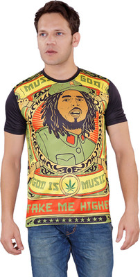 

Tantra Graphic Print Men's Round Neck Black T-Shirt