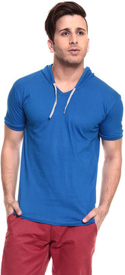 

Izinc Solid Men's Hooded Blue T-Shirt, Royal blue