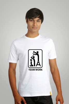 

Campus Sutra Printed Men Round Neck White T-Shirt