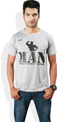 

Kingaroo Printed Men's Round Neck Grey T-Shirt, Grey milange