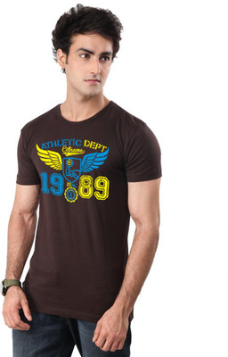 

Inkovy Graphic Print Men's Round Neck Brown T-Shirt