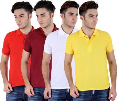 

Sanvi Traders Solid Men Polo Neck Multicolor T-Shirt(Pack of 4