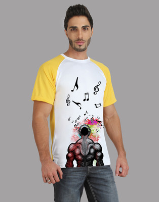 

Trionic Printed Men' Round Neck Yellow, White T-Shirt, Canary yellow