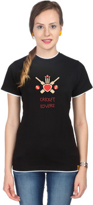 

Campus Sutra Printed Women's Round Neck Black T-Shirt