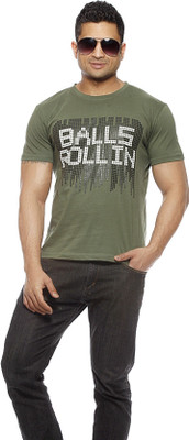 

Gritstones Printed Men's Round Neck Green T-Shirt