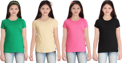 

FabTag - Sini Mini Girls Solid T Shirt(Multicolor