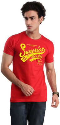 Inkovy Graphic Print Men' Round Neck Red T-Shirt