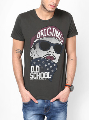 

Jack & Jones Graphic Print Men's Round Neck Brown T-Shirt, Pirate black