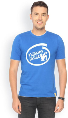 

Campus Sutra Printed Men Round Neck Blue T-Shirt, Royal blue