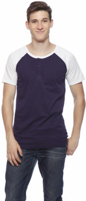 

Gritstones Solid Men's Henley Purple T-Shirt