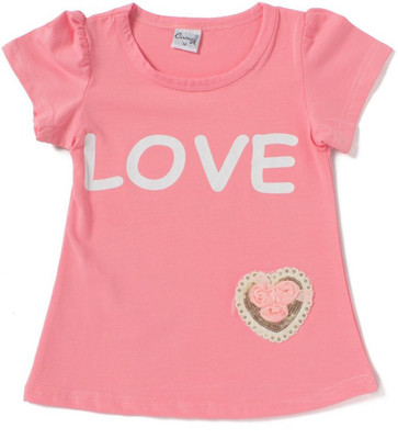 

Camey Girls Printed T Shirt(Pink