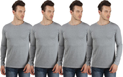 

SayItLoud Solid Men's Round Neck Grey T-Shirt(Pack of 4