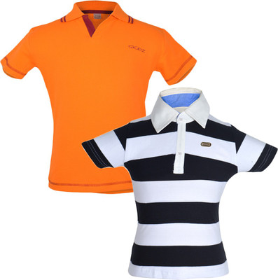 

Gkidz Boys Solid Cotton T Shirt(Multicolor, Pack of 2, Orange