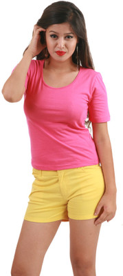 

Hypernation Solid Women's Fashion Neck Pink, Red T-Shirt