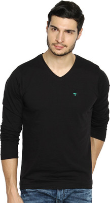 

The Indian Garage Co. Solid Men's V-neck Black T-Shirt