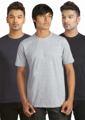 

Campus Sutra Solid Men Round Neck Multicolor T-Shirt(Pack of 3), Black;blue;grey