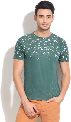 

Breakbounce Printed Men's Round Neck Green T-Shirt, Yen blue
