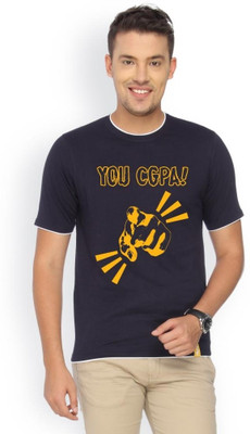 

Campus Sutra Printed Men Round Neck Blue T-Shirt