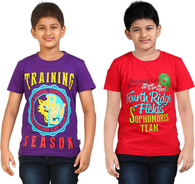 

FabTag - Dongli Boys Printed T Shirt(Purple, Pack of 2, Combo color