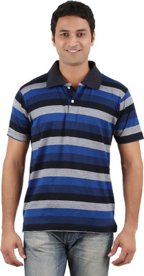 

Neoteric Striped Men's Polo Neck Dark Blue T-Shirt