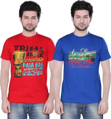 

Zebu Printed Men's Round Neck Multicolor T-Shirt(Pack of 2)