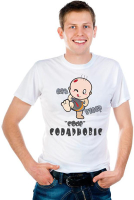 

6th Cross Graphic Print Men's Round Neck White T-Shirt