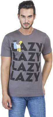 

Simpsons Printed Men' Round Neck Grey T-Shirt, Pewter
