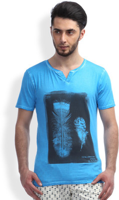 

Breakbounce Solid Men's V-neck Blue T-Shirt, Nile blue
