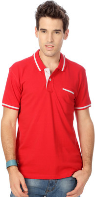 

People Solid Men's Polo Neck Red T-Shirt