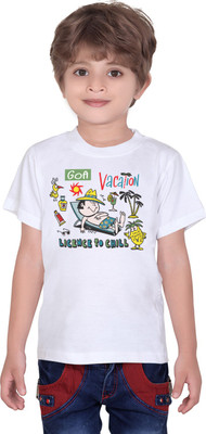 

Tantra Boys Graphic Print Cotton T Shirt(White, Pack of 1)