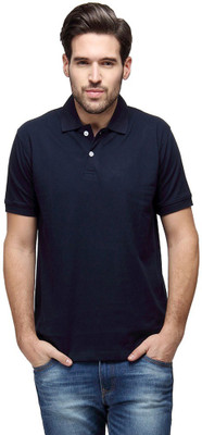 

Campus Sutra Solid Men Polo Neck Blue T-Shirt