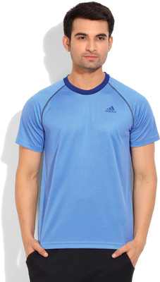 

ADIDAS Solid Men's Round Neck Blue T-Shirt, Lucblu