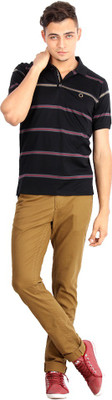 

Proline Striped Men's Polo Neck Black T-Shirt, Bk/ge