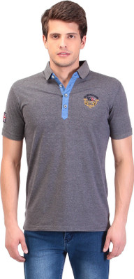 

TAG-7 Solid Men Polo Neck Grey T-Shirt