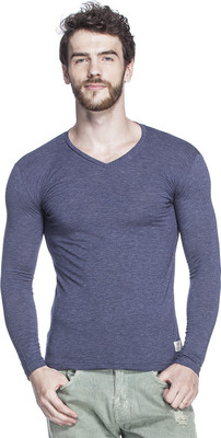 Tinted Solid Men's V-neck Dark Blue T-Shirt, Navy