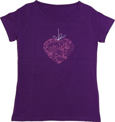 

Dovekie Printed Women's Round Neck Purple T-Shirt