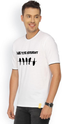 

Campus Sutra Printed Men Round Neck White T-Shirt