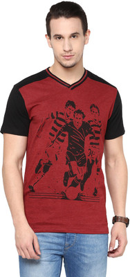 

Avoir Envie Graphic Print Men's V-neck Maroon T-Shirt