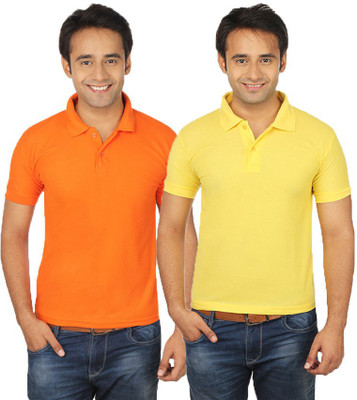 

Quetzal Solid Men's Polo Neck Orange, Yellow T-Shirt(Pack of 2