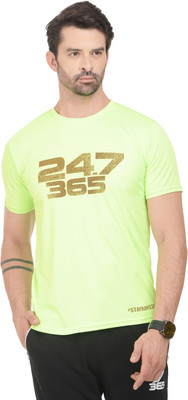 

RAWFITT Solid Men's Round Neck Green, Black T-Shirt