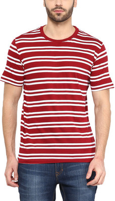 

Urban Eagle by Pantaloons Striped Men's Round Neck Red T-Shirt, Dark raspberry