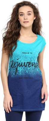 

Ajile by Pantaloons Printed Women's Round Neck Blue T-Shirt, Turquoise