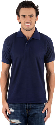 

Blaze Solid Men' Polo Neck Dark Blue T-Shirt
