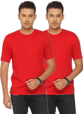 

Campus Sutra Solid Men Round Neck Red T-Shirt(Pack of 2