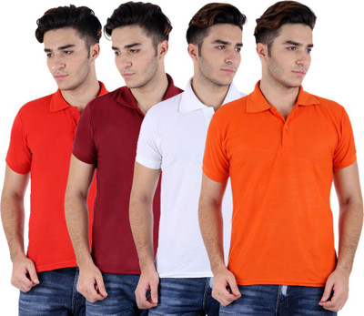 

Sanvi Traders Solid Men Polo Neck Multicolor T-Shirt(Pack of 4