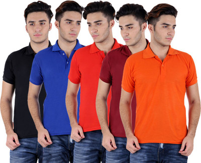 

Sanvi Traders Solid Men Polo Neck Multicolor T-Shirt(Pack of 5
