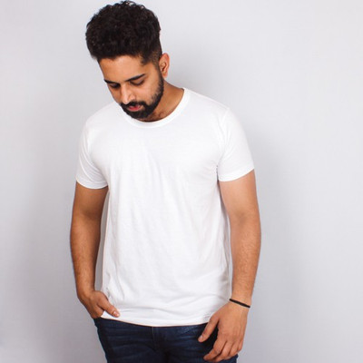 

Arcanumz Solid Men's Round Neck White T-Shirt, Az-white