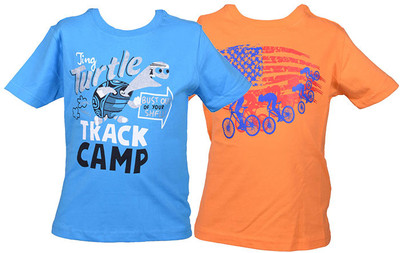 

Gkidz Boys Printed Cotton T Shirt(Blue, Pack of 2