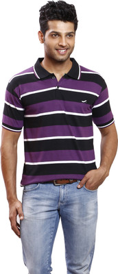 

Right Shape Striped Men's Polo Neck Multicolor T-Shirt, Violet